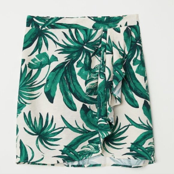 Nwt H&M mini wrap skirt palm leaf pattern - Picture 9 of 10